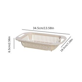 1pc Retractable Adjustable Vegetable Drain Basket; Rectangular Plastic Basket; Household Kitchen Dishwashing And Vegetable Rack; Sink Drain Baske