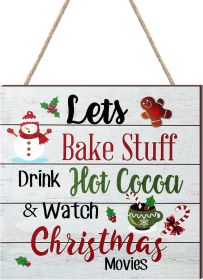 Christmas Hanging Wooden Sign Christmas Coffee Bar Decor Wood Candy Cane Hot Cocoa Sign Door Hanging Plaque for Xmas Winter Holiday Kitchen Home