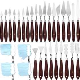 27 Pcs Palette Knife Set Stainless Steel Wood Handle Acrylic Paint Spatula Tools for Canvas Oil Color Mixing and Texturing
