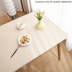 PU Stretch Fitted Rectangle Tablecloth with Elastic Edge 42 x 72 Inch Spandex Stretch Beige Brown Table Cover for Dining Supplies Picnic Outdoor (Color: Beige)